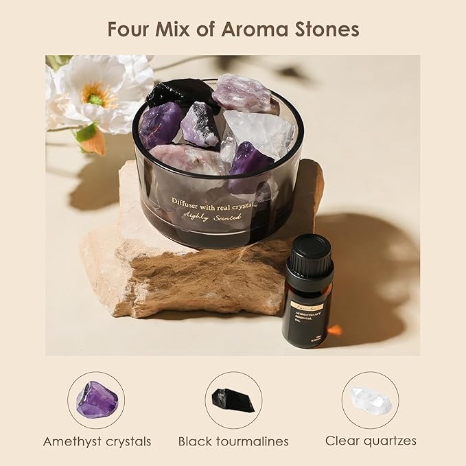 Aroma Stone Passive Diffuser with Essential Oils for Home, Bathroom, Office | Room Scent | Home Decor & Fragrance, Elegant Gift Packaging(Lavender Scent)