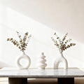 Ceramic 3 Pcs Vase Set,Modern Home Decor Table Centerpiece,Minimalist Nordic Vases, Wedding, Living Room, Bookshelf, Office, Modern Home, Entryway Boho Decor (White)