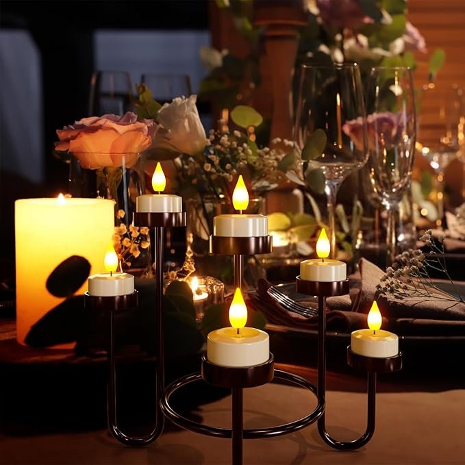SoulBay Rechargeable Tea Lights with Remote, 6pcs LED Electric Flameless Flickering Candles with Timer & USB Cable for Home Lantern Table Party Bedroom Holiday Decorations, No Battery Needed