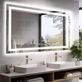 60"x40" LED Mirror for Bathroom, Front and Backlit, Anti-Fog Vanity Mirror with Lights, Stepless Dimmable Lit, 3 Colors Smart Mirror (Horizontal/Vertical)