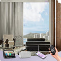 Graywind Hardwired Smart Curtains Motorized Curtains with Remote Alexa Google Control for Sliding Door Room Darkening Drapes One-Way or Split Draw, Custom Width to 220" (Champagne White)