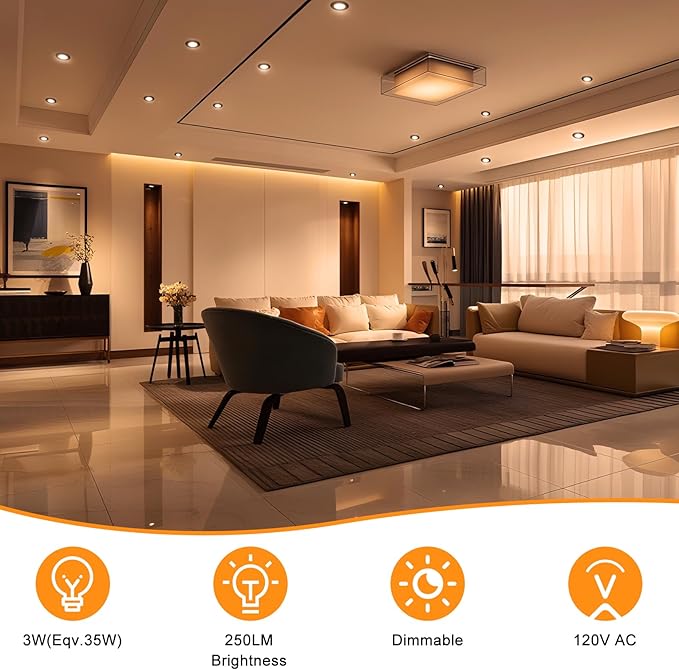 YGS-Tech 2 Inch LED Recessed Lighting, Dimmable Downlight 3W(35W Halogen Equivalent), CRI80, 2700K Ultra Warm White Ceiling Light with LED Driver(10 Pack)