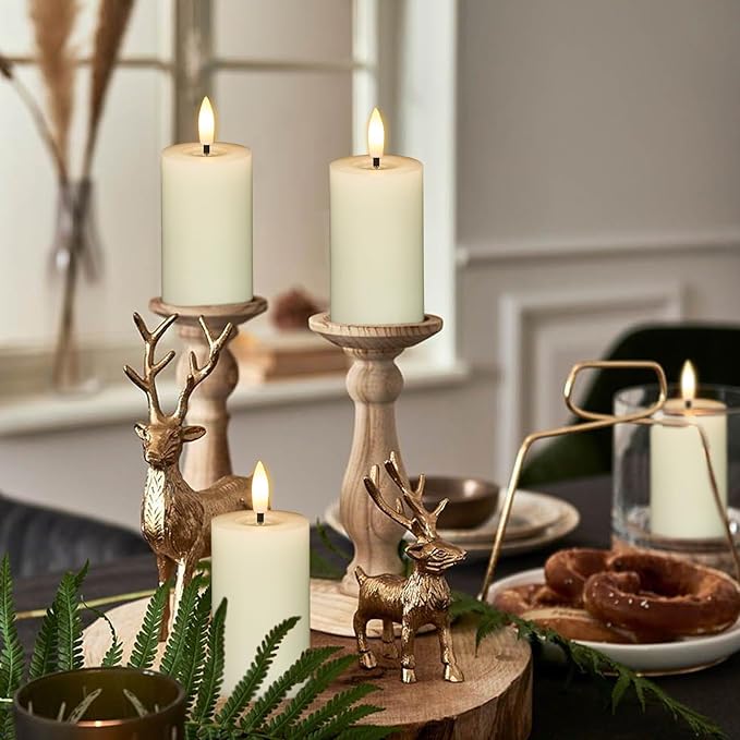 Eldnacele Flameless Pillar Flickering Candles with Remote and Timer, Battery Operated 3D Wick Real Wax LED Candle Set of 6 Ivory Candles Christmas Holiday Decor Wedding Home Indoor Decorations