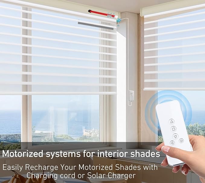Rollerhouse 1.75"/45mm Roller Shade Battery Powered Motor with Remote Control for Solar Roller Shades Windows