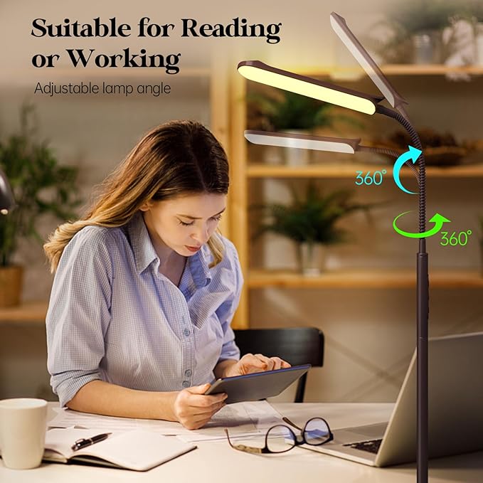 LED Floor Lamp, 18W Super Bright Floor Lamp for Living Room, Adjustable Stepless Colors & Brightness Standing Lamp, Eye Caring Reading Light with Remote& Touch Control for Bedroom Office