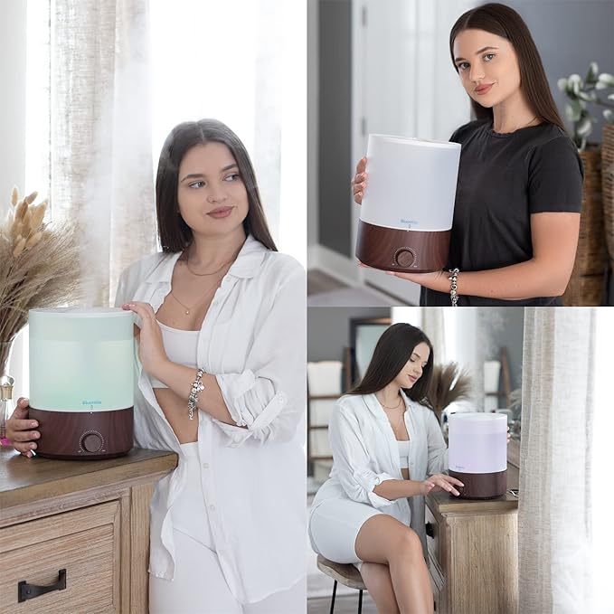 BlueHills Premium Set of Two Large 4000 ML XL Essential Oil Diffusers Humidifier Combo for Large Room Home with Décor LED Lights Great Gift – Value Pack of Dark Wood Grain and White