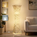 GyroVu Floor Lamp for Living Room, 47“ Adjustable Color Temperature Standing Corner Floor Lamps, Modern Column Floor Light with White Fabric Shade for Bedroom, Home Office, Kids Room, 2 Bulbs Include