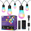 OUTON Outdoor String Lights, 46FT Smart AI RGB Patio Lights with Individual Bulb Control, APP Remote Voice Control, Works with Alexa and Google Assistant, IP65 Waterproof, Dimmable for Backyard Party
