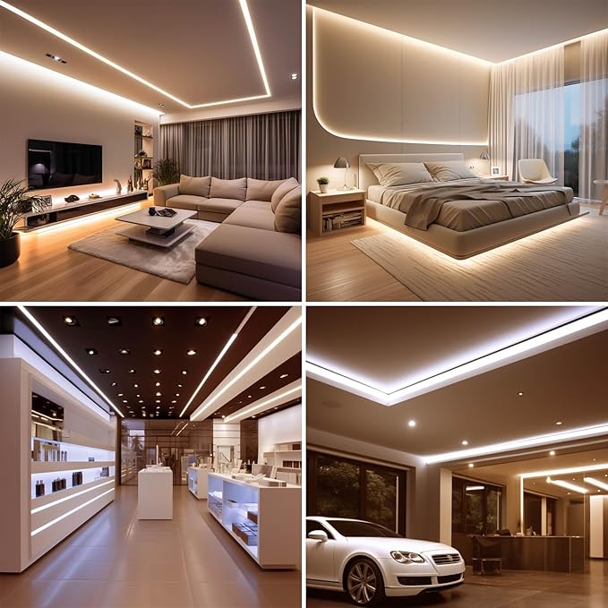 48V COB LED Strip Light 65.6ft, 3000K Warm White Flexible Cuttable LED Tape Lights 8W/M 480LEDs/M CRI 92 with AC 110V Power Supply for Bedroom Ceiling Living Room Commercial