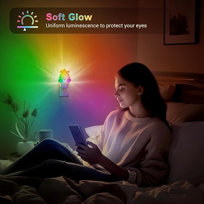 JandCase Castle Kids Night Light, 10 Color Changing, Dusk to Dawn Sensor, Acrylic RGB Nightlight for Kids Girls Bedroom, Gifts for Girls