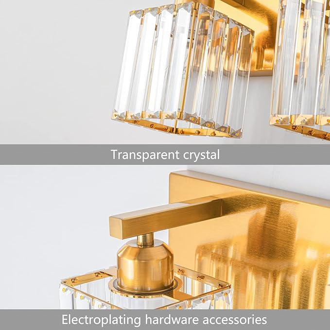 19.5" KnurledBrassWallSconcesSetof2,BronzeBathroomVanityLightFixtureswithWaterRipplesGlassTube,ModernLampforBedroom,LivingRoom,Hallway,Staise,Mirror,Kitchen