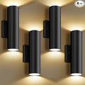 GoBright 4-Pack Modern Outdoor Wall Light, 12W 3000K LED Cylinder Exterior Light Fixtures with Tempered Glass Cover, Waterproof Up and Down Wall Sconce for Porch House Garage Patio