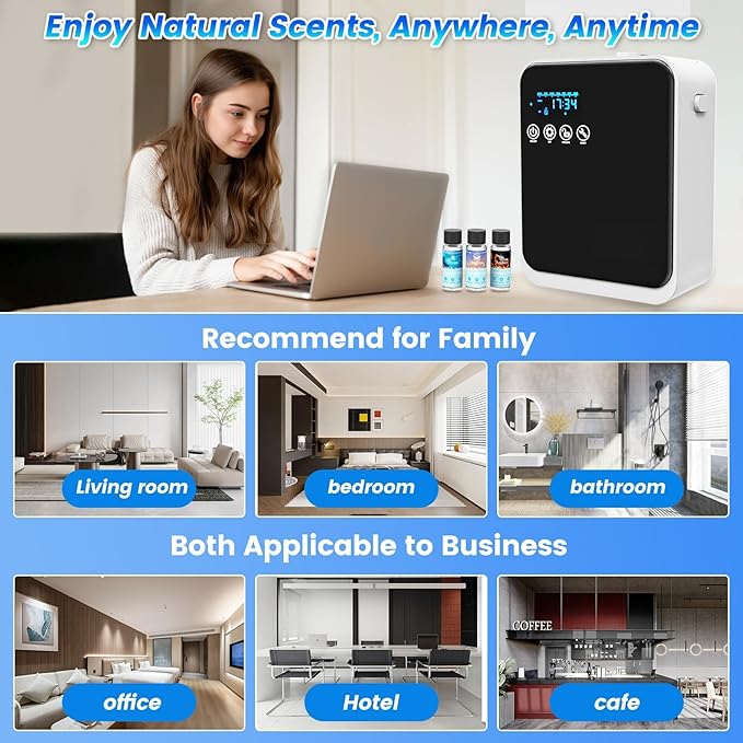 Waterless Essential Oil Diffuser,Hotel Home Aromatherapy Scent Diffuser with Smart APP & Touch Screen,250ml Capacity,1500 sq.ft Coverage|Large Room Oil Diffusers for Hotel Collection,Easter Day Gift