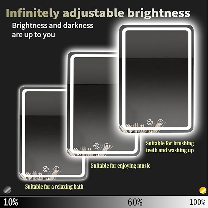 LTFUUAI 20"X28" LED Bathroom Mirror with Lights, Smart Touch 3-Color Dimming Lighted Vanity Mirror Wall Mounted, Anti-Fog Shatterproof with Front & Back Light, for Bathroom Vanity