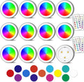 Puck Lights, 13 Colors Changeable LED Puck lightings Battery Powered Dimmable Under Cabinet Lights, Battery Powered Under Counter Lights with Wireless Remote Controls for Kitchen
