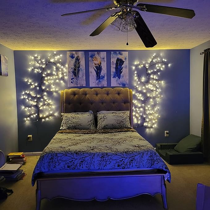 Enchanted Willow Vine Lights for Wall: 7.5FT led Twinkling Tree Branch Light for Living Room and Bedroom Home Decor-Warm White Twinkle Tree Lights Lighted Garland for Halloween Christmas Holiday Decor