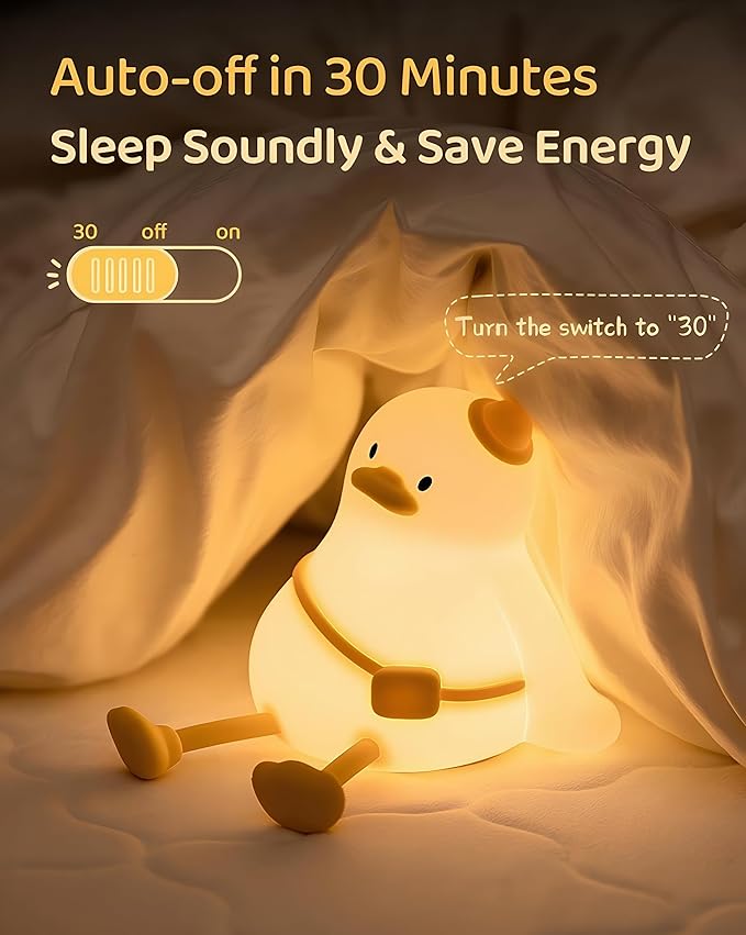Duck Night Light for Kids,Touch Dimmable,Rechargeable Portable and Squishy Silicone Led Nightlight,Kawaii Gift,Nursery,Toddler,Breastfeeding,Kids Bedroom Decor,Cute Baby Timing Bedside Lamp,Birthday