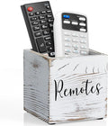 DRASTAR Remote Control Holder, Wood TV Remote Holder, Remote Storage Caddy, Remote Control Organizer (Retro White, 1 Slot)