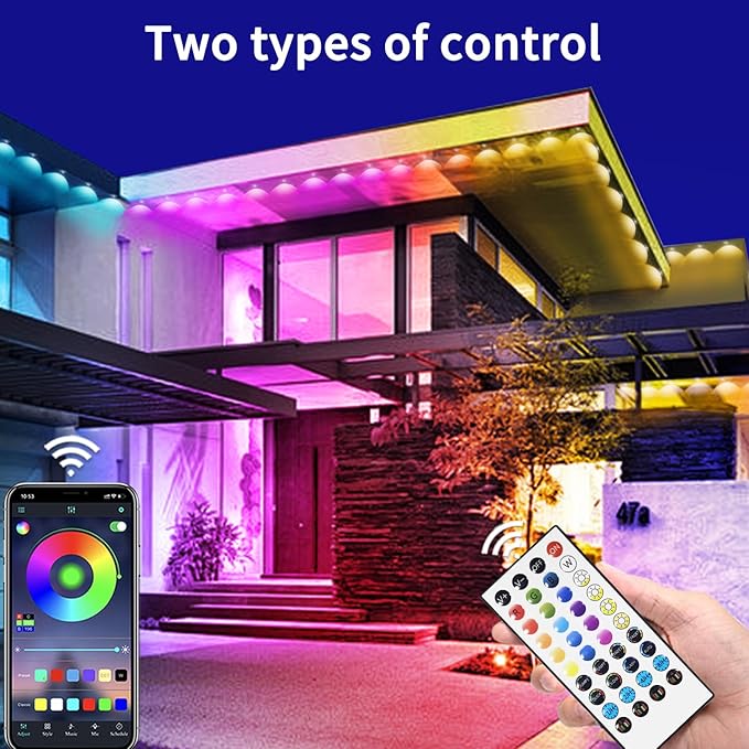 100ft Permanent Outdoor Light,RGB Eaves Lights with App Control Remote,DIY IP67 Waterproof led Lights,Outside Light for House,Halloween,Roof,Garden,Christmas Decorations