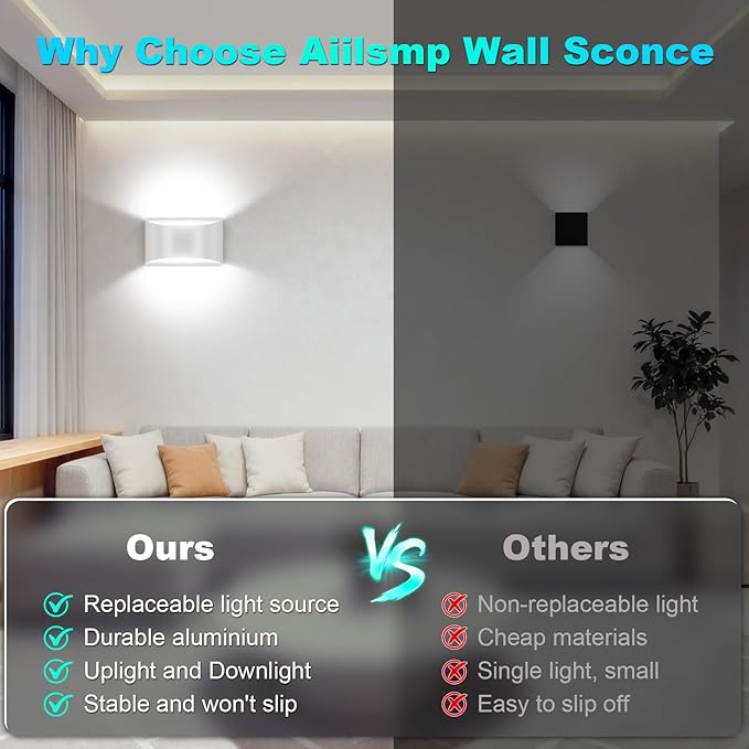 8 Pack White Modern LED Wall Sconce Hardwired Indoor Wall Lights Up and Down Wall Mount Light for Living Room Bedroom Corridor Hallway Conservatory Cool White 6000K(with G9 Bulbs)