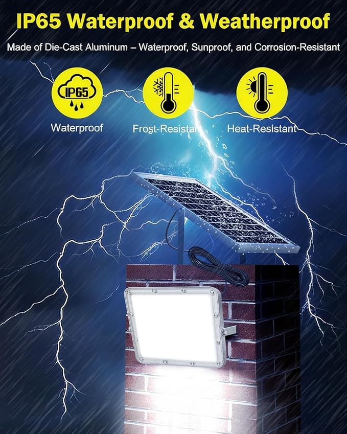 Dusk to Dawn Flood Lights Outdoor,2000 Lumen LED Security Motion Sensor Light with Remote Control for Outside,6500K Bright Illumination,Solar Rechargeable Lights for Porch, Yard,Garden, Wall (5000MAH)