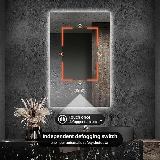 30 x 36 LED Bathroom Vanity Mirror, 3 Colors Four-Side Backlit Mirror Bathroom with Motion Sensor, Stepless Dimmable Wall Mirror with Lights, Anti-Fog, Rectangular, UL-Listed