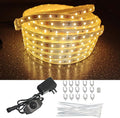33ft Flat Rope Light Outdoor Warm White, 12V Dimmable LED Strip, 600 LEDs Flexible Waterproof Lighting for Outside House, Camping, Porch – Not Tube Light, Single Run Only