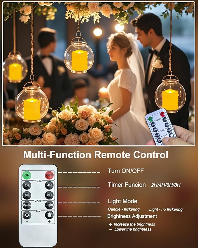 Jialine Rechargeable Tea Lights with Remote Timer, Battery Operated Flameless Votive Tea Lights Candles, USB Tealights Candles for Weddings,Parties,Halloween,Home Decor Seasonal Decor(6 Pack)