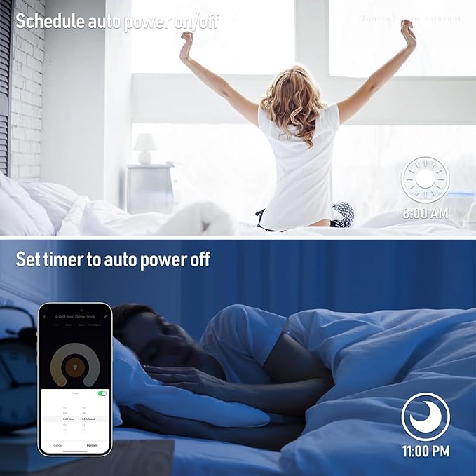 LEONLITE Smart LED Ceiling Spotlight Fixture, Dimmable Ceiling Spot Lights Indoor, CRI90, Work with 2.4GHz WiFi & Bluetooth, 4 Lights Flush Mount, APP Voice Control, 16 Million Colors, Black