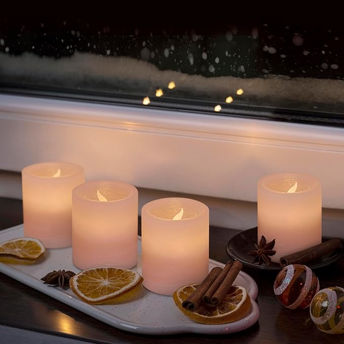 FURORA LIGHTING Pink Real Wax LED Votive Tealight Candles Pack of 6, Flameless Flickering Candles for Delicate Home Décor, 1.95’’(W) x 2.17’’(H), Batteries Included