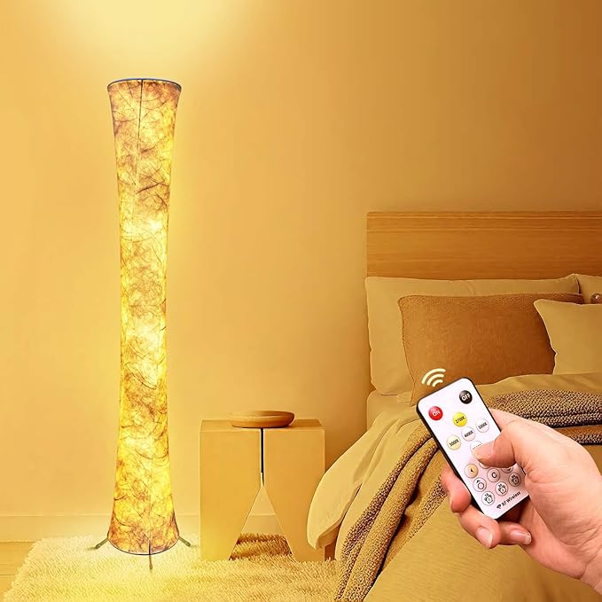 LED 3 Color Temperature Floor Lamp, 61'' Dimmable Round Standing Lamps with Foot Switch, APP & Remote Control, Timer Setting, Modern LED Corner Lamp for Living Room Bedroom
