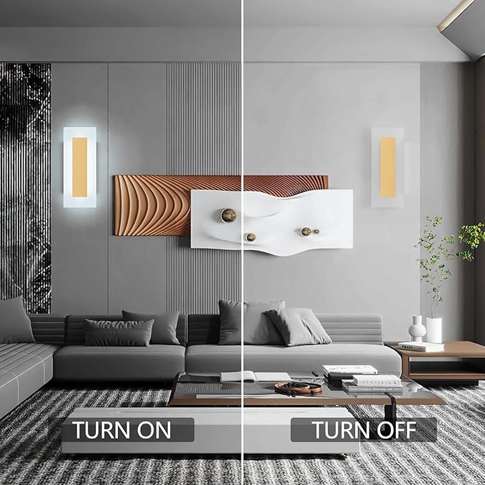 LMQNINE Modern LED Acrylic Gold Wall Sconce White Light 6000K for Bedroom Corridor Stairs Bathroom Indoor Lighting Fixture Lamps Home Room Decor (2- Pack)…