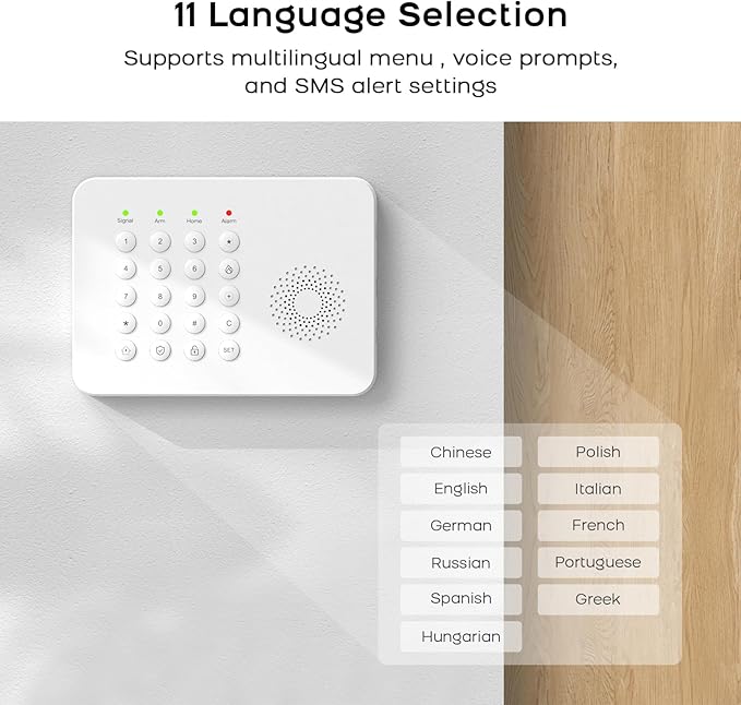 LWOHSI Home Security Systems,Wireless DIY Burglar Alarm Kits,Smart Home Alarm System with Window/Door Sensor,PIR Motion Detector,Voice Control with Alexa and Google,4G SMS/Tuya App Alerts (A02F-US-C)
