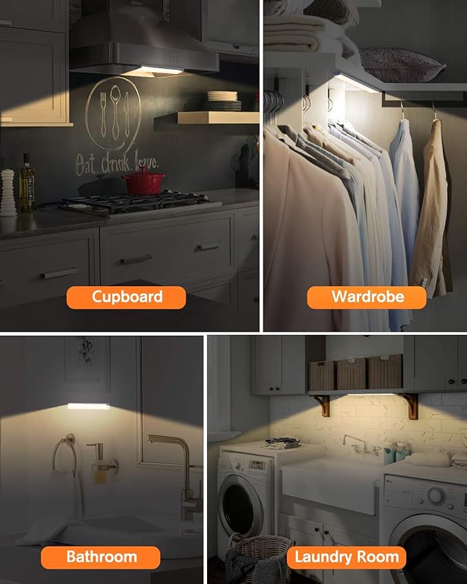 PRIORARE Motion Sensor Led Under Cabinet Lighting Wireless Cabinet Light Rechargeable, Closet Light 30Led Battery Operated for Kitchen, Closet