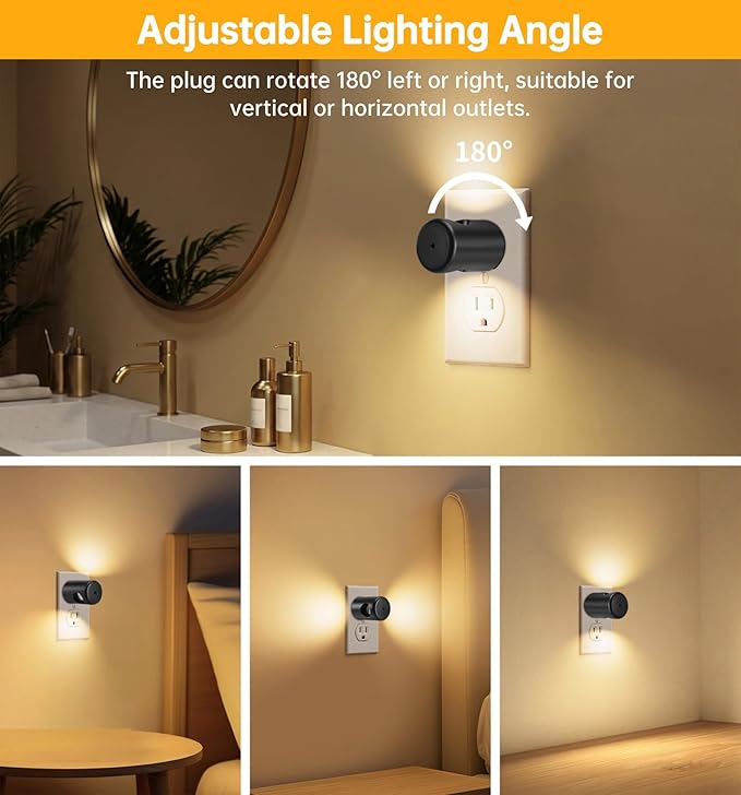 LED Night Light,Motion Sensor Night Lights Plug into Wall with Dusk to Dawn Sensor, Auto On/Off, Motion Activated Night Light,3000K Soft White,100 Lumens,4-Pack,Non-Dimmable