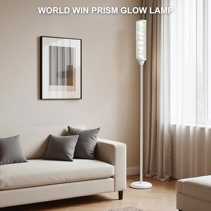 WORLD WIN Prism Glow Floor Lamp with Watter Ripple, Smart RGB LED Corner Floor Lamp with APP & Remote Control, 16M+ and 3 Color Temperatures, Music Sync, Modern Standing Lamps for Living Room Bedroom