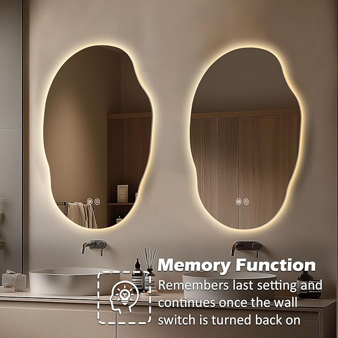 LED Bathroom Mirror with Lights, 22x30 Inch LED Bathroom Vanity Mirror Smart Backlit Mirror for Bathroom with 3 Colors, Dimmable, Anti-Fog, Memory, Al-Alloy Lampshade (Horizontal/Vertical)