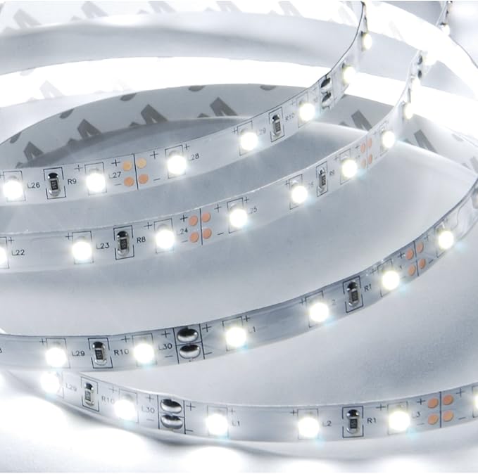 ABI Cool White Flexible LED Light Strip with AC Adapter, 300 LEDs, 5 Meters / 16.4 FT Spool, 12VDC