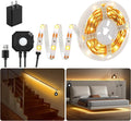 Motion Sensor Under Bed Lights, 9.8Ft Warm White LED Strip Lights Motion Activated Bed Light, USB Powered Motion Sensor LED Strip Night Lights for Bedside Bedroom Under Cabinet Stair Closet