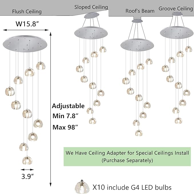 Modern Chandeliers for Dining Room Adjust High Ceiling Chandelier Light Fixtures Entrance LED Dimmable Ceiling Pendant Drops Light Remote Lights for Living Room Stairwell 2700K 6000K