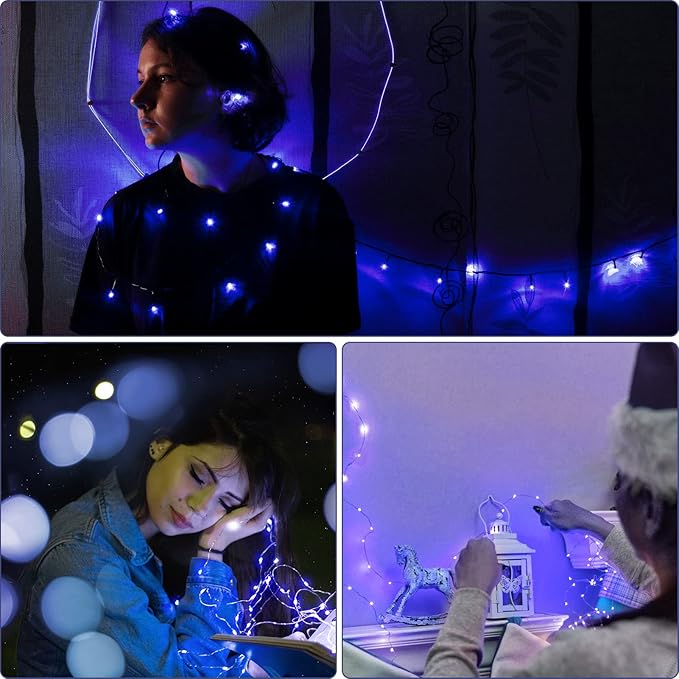Bexdir 12 Pack Fairy Lights Battery Operated String Lights，7FT 20LED Waterproof Silver Wire Christmas Lights Outdoor,Firefly Mini Lights for Bedroom Party Birthday Wedding Home Decor