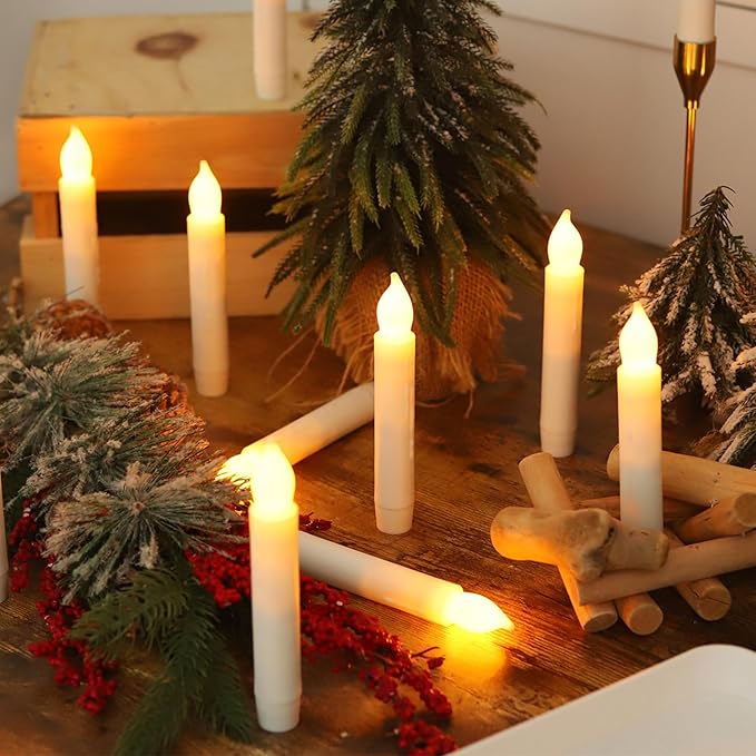Flameless Candles with Remote, Battery Operated Candlesticks, Led Taper Candles with Timer, Flickering Electric Candleslights for Home Party Christmas Decor H: 6 inches 12 Packs
