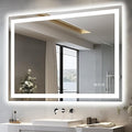 48"x40" LED Lighted Bathroom Mirror with Front Light and Backlit, Anti-Fog Bathroom Mirror with Lights, Stepless Dimmable LED Mirror, 3 Colors Smart Mirror (Horizontal/Vertical)