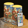 Flameless Candles with Remote Santa Claus Sled Electric Candles Flickering Battery Operated LED Candles Color Changing with Remote Timer for Christmas Party Room Table Decor Set of 2