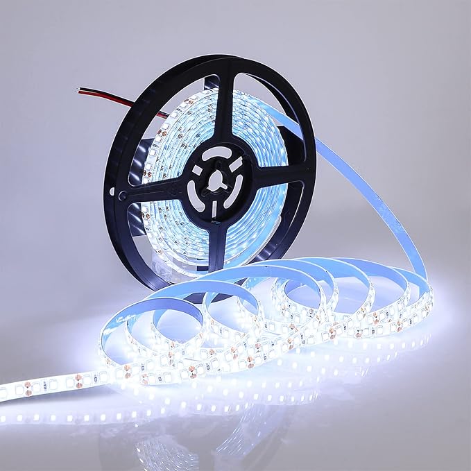 SUPERNIGHT 600 LEDs Light Strip Waterproof, 16.4FT Daylight White LED Rope Lighting Flexible Tape Decorate for Bedroom Boat Car Christmas TV Backlighting Holidays Party