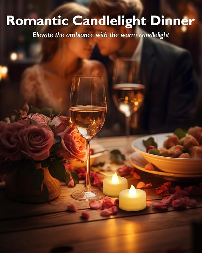 Homemory 100-Pack Flameless LED Tea Lights Candles Battery Operated, 200+Hour Fake Electric Candles TeaLights for Votive, Halloween, Ofrenda, Diya, Wedding Centerpiece Table Decor, Funeral, Christmas