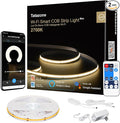 Smart White COB Led Strip Light with App and Remote, 32.8ft 2700K Bright Warm Color WiFi COB Light Strip Compatible with Alexa Google, Dimmable Indoor Led Lights for Mirror, Cabinet, Kitchen