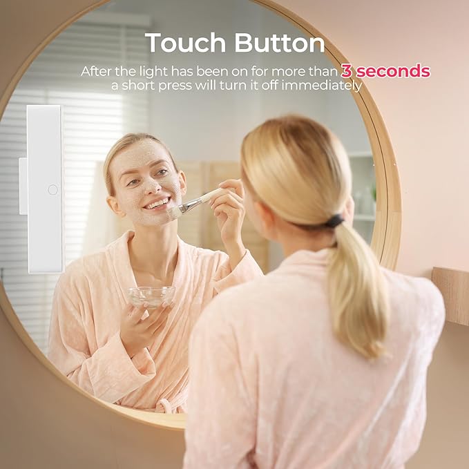 Wireless Vanity Light for Mirror - 4000mAh Rechargeable Stick On Makeup Light with CCT Modes & Dimmable Brightness, Cordless Lamp for Mirror, Vanity, Bathroom, Renter Friendly Gifts for Women