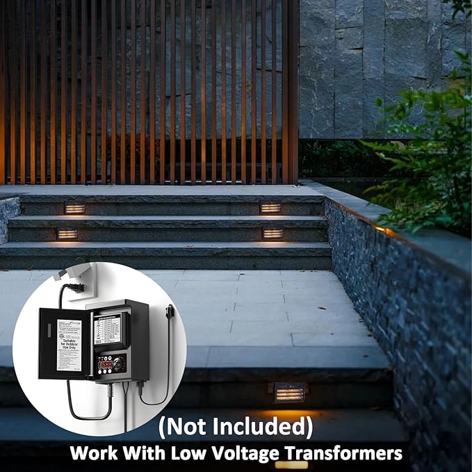 Low Voltage Step Lights 2PK Landscape Lighting Stair Lights 3000K Warm White 2W Outdoor Lights Warm White Light Aluminum Housing Stairway Deck Light with Connector