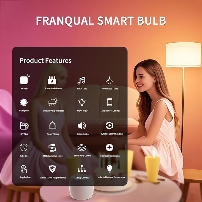 Smart Light Bulbs, 1600LM Smart Bulb Works with Alexa Google Assistant, 13W 100W Equivalent RGBCW Color Changing Music Sync, Bluetooth 2.4GHz Wi-Fi 2700-6500K E26 A21 LED Light Bulbs 2 Packs